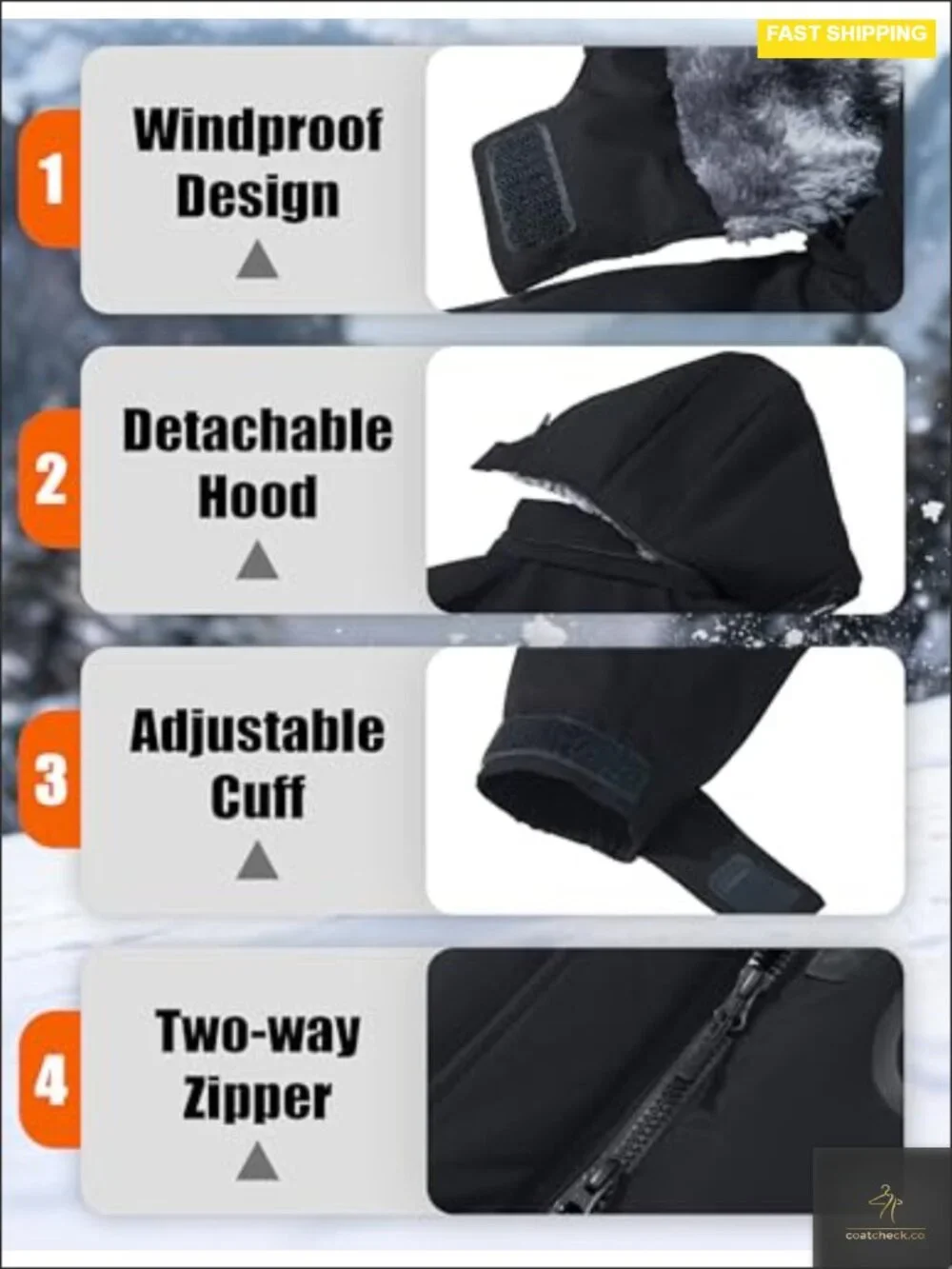 Waterproof Insulated Ski Jacket Fleece Lining Snowboarding Winter Coat